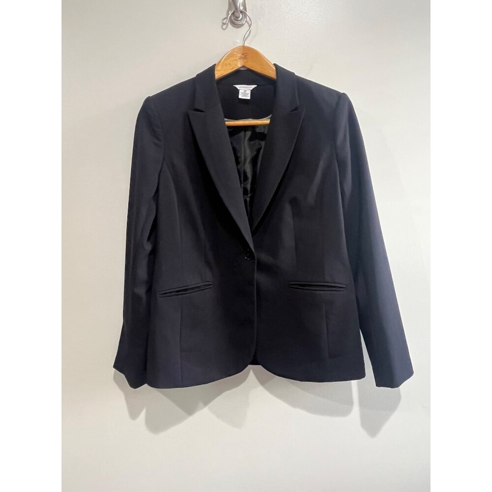 Liz Claiborne Blazer Jacket Womens 10 Black One Button Career Staple Piece